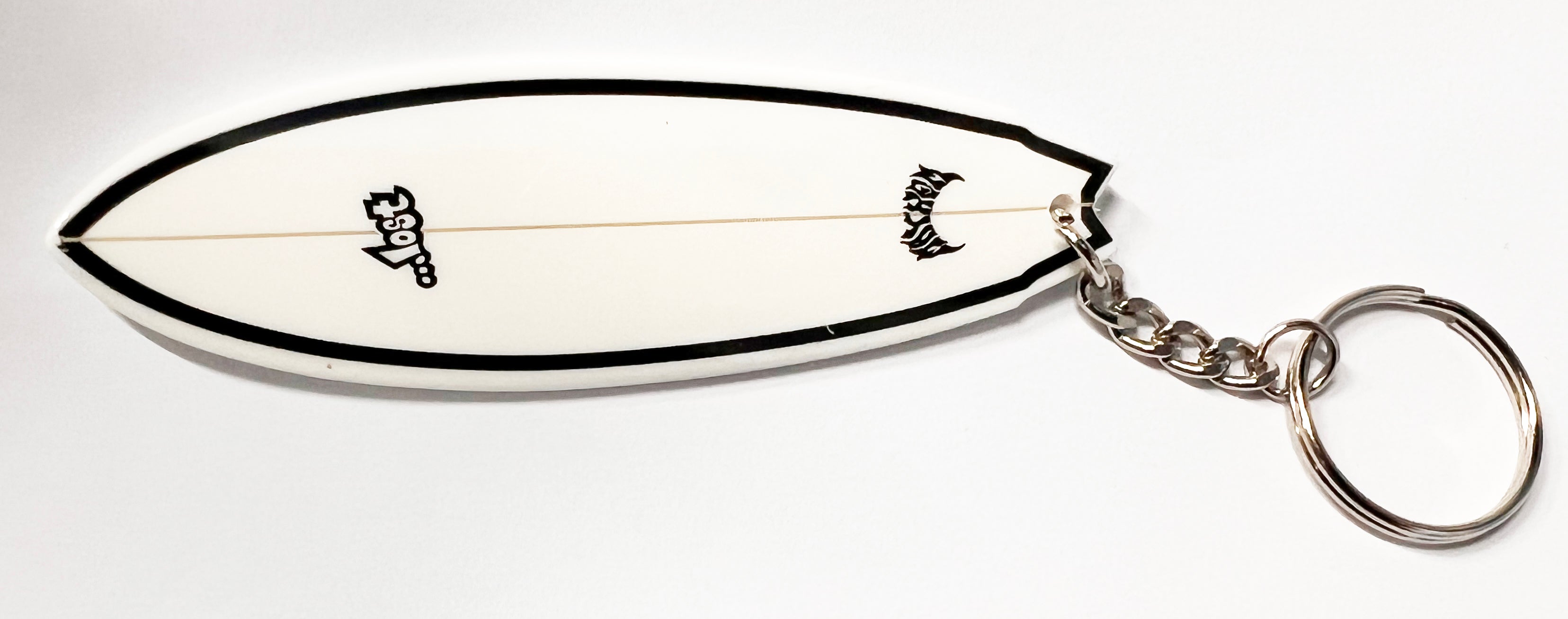Lost Surfboard Keychain - White/ Black Rails – Waterboyz