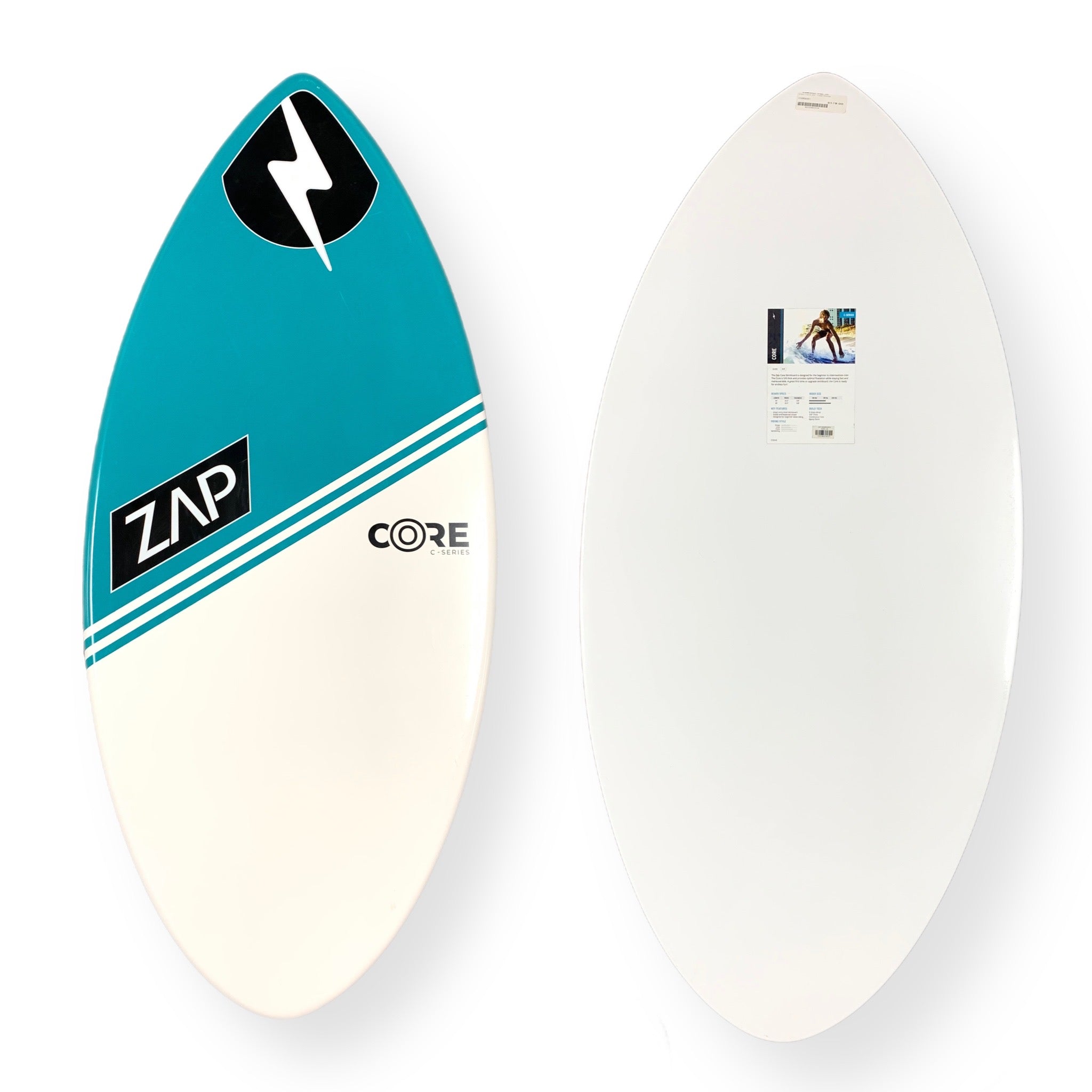 Zap Core 44" Skimboard Teal White Waterboyz