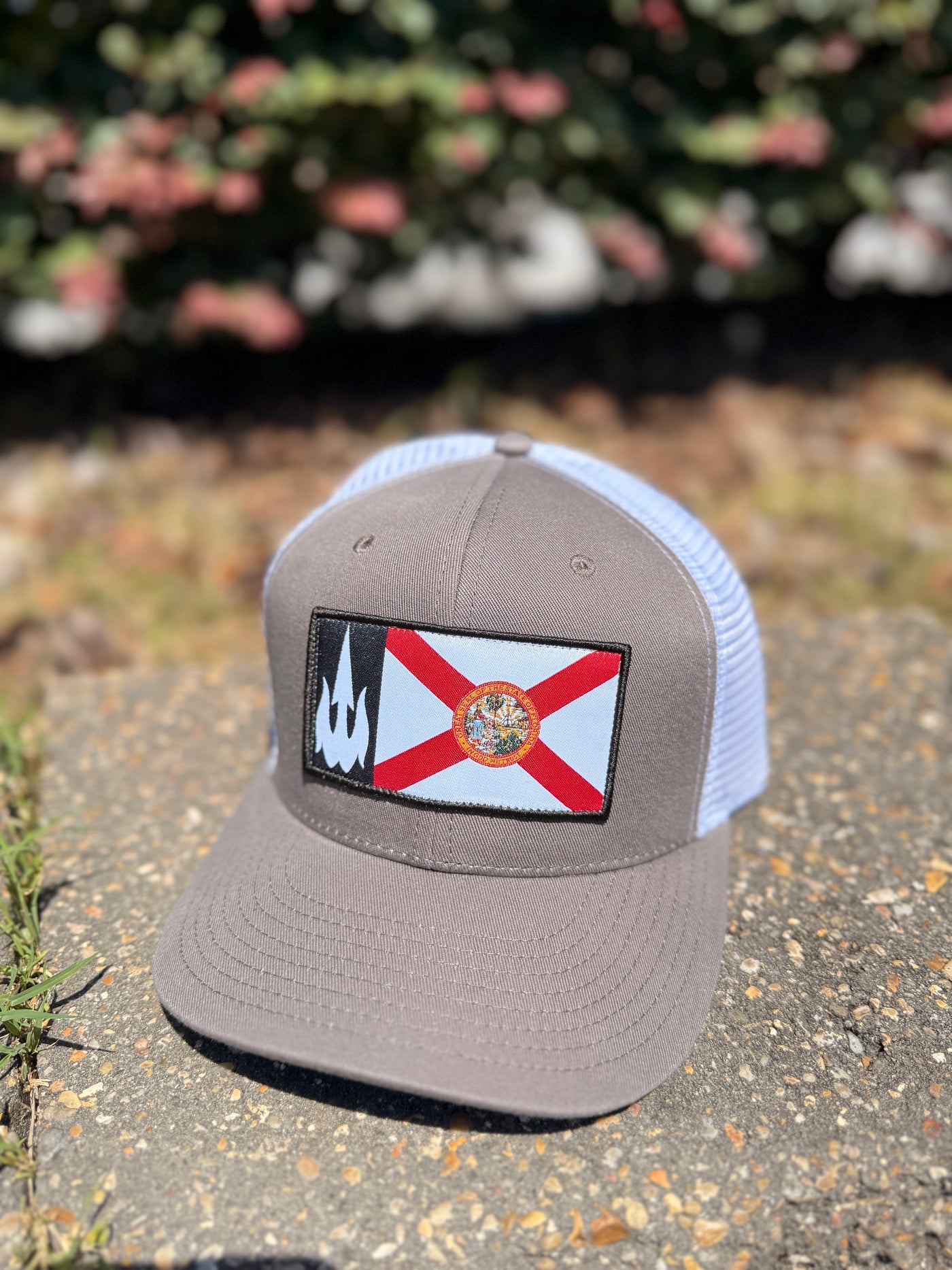 WBZ FL Flag Patch Char/White Adjustable Hat