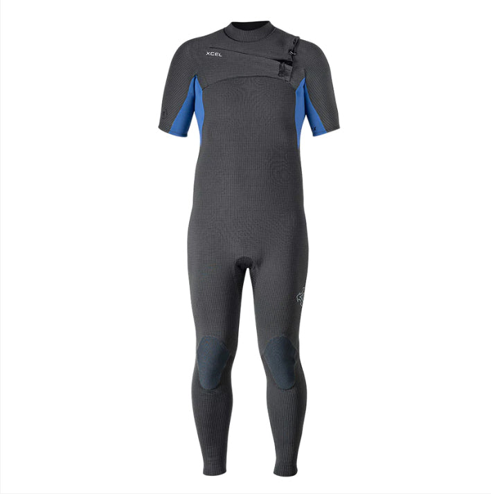 Xcel Comp X short sleeve 2mm wetsuit in black with front zipper for ultimate flexibility.