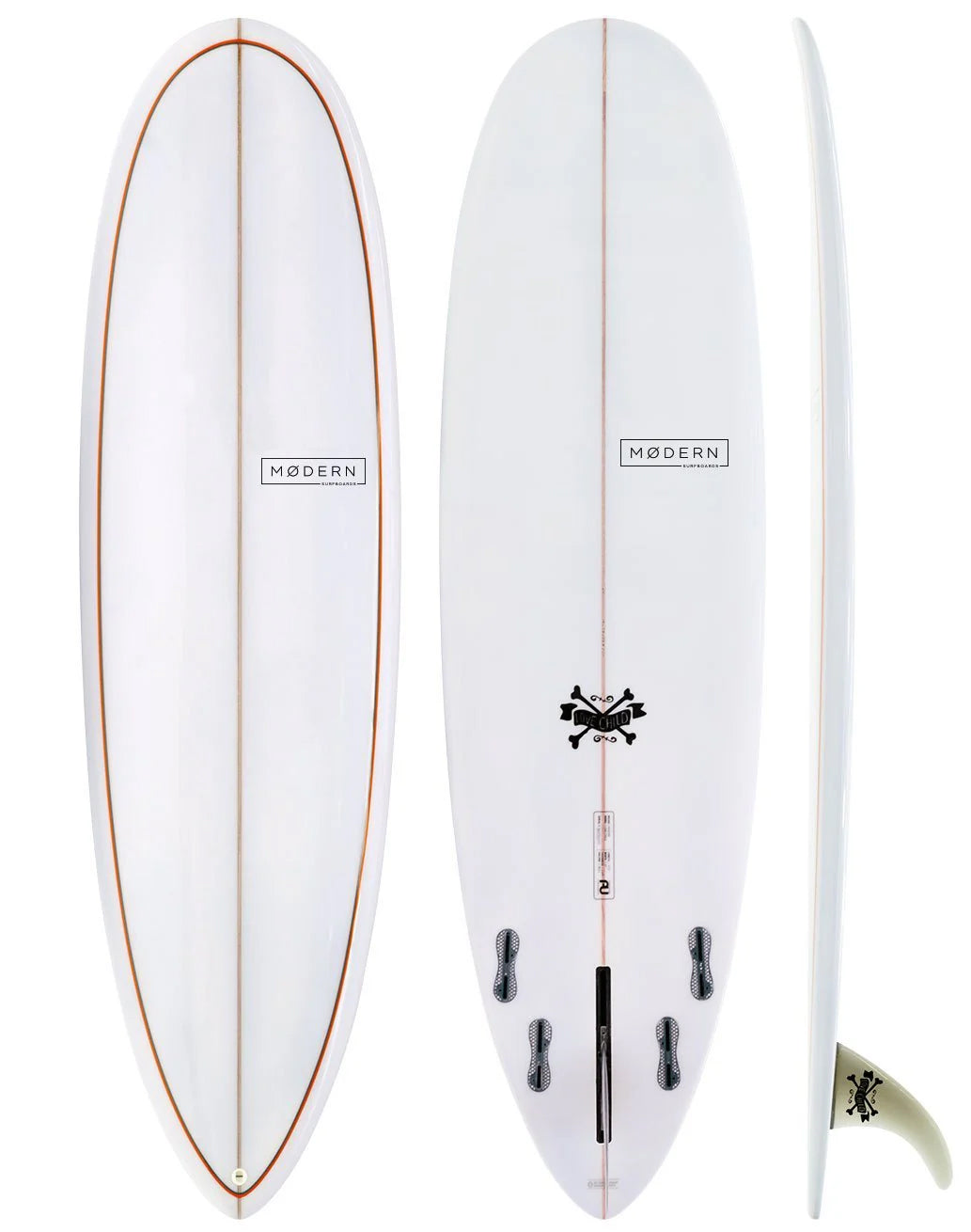 Modern 6'8" Love Child PU Grey Orange Pinlines