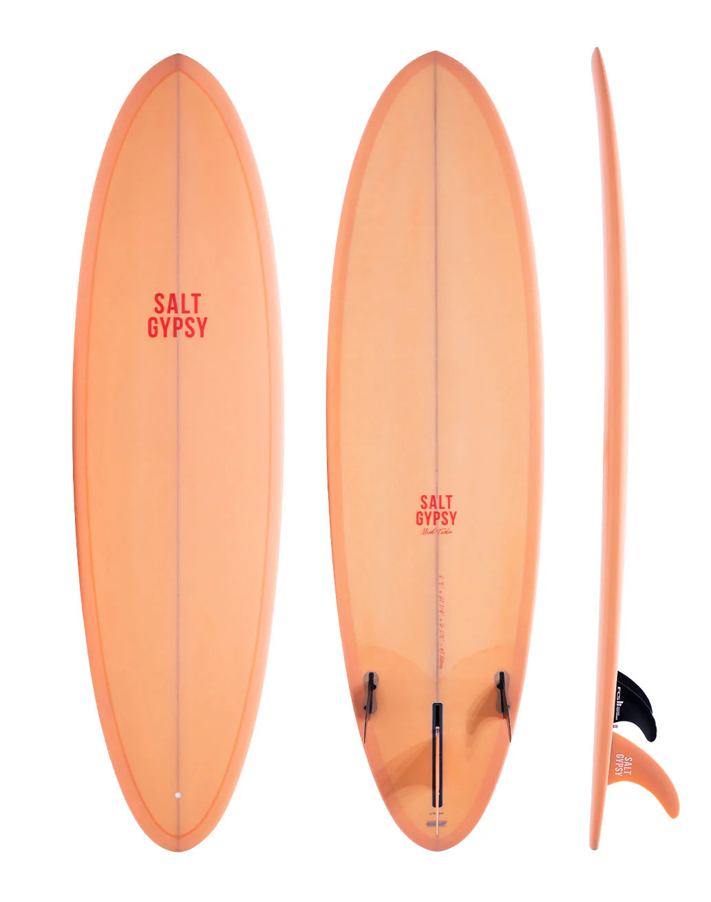 SG 7'4" Mid Tide PU Peach Fuzz surfboard