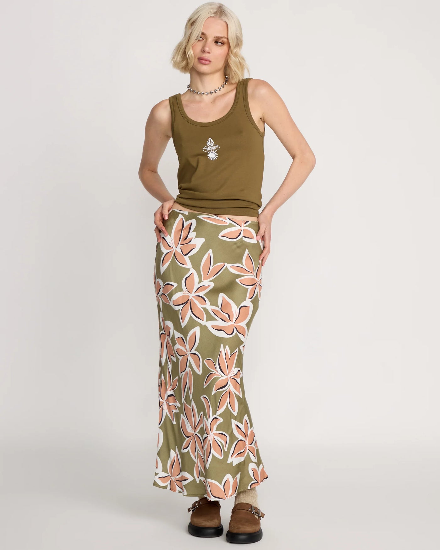 Volcom Girls Psychonic Skirt - Light Army