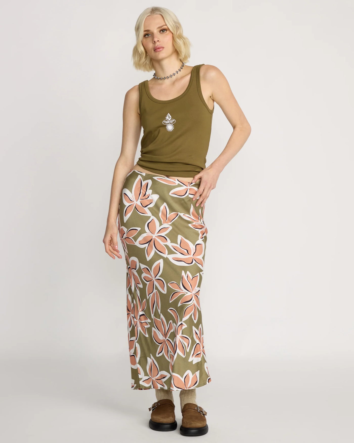 Volcom Girls Psychonic Skirt - Light Army