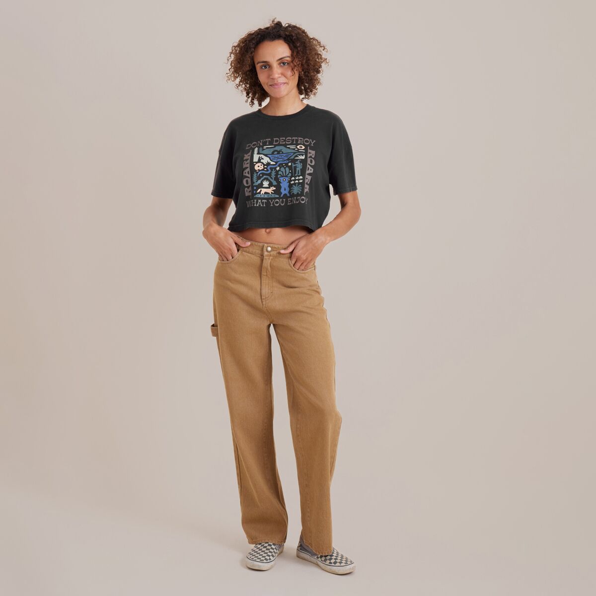 Roark W Enjoy Andes Cropped Boxy Tee - Black