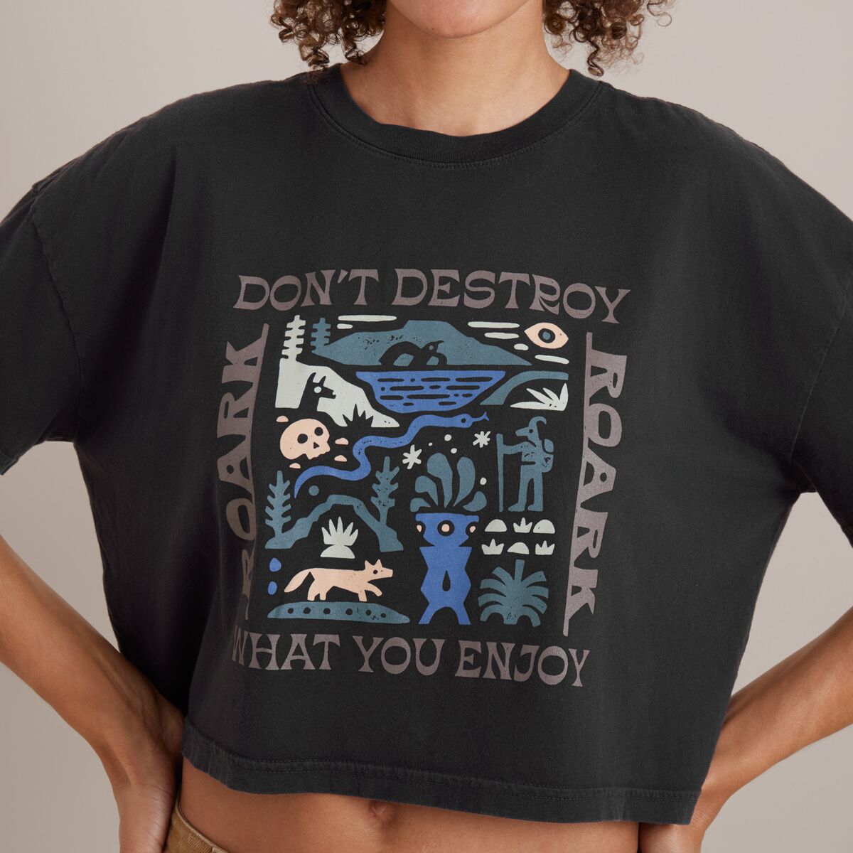 Roark W Enjoy Andes Cropped Boxy Tee - Black