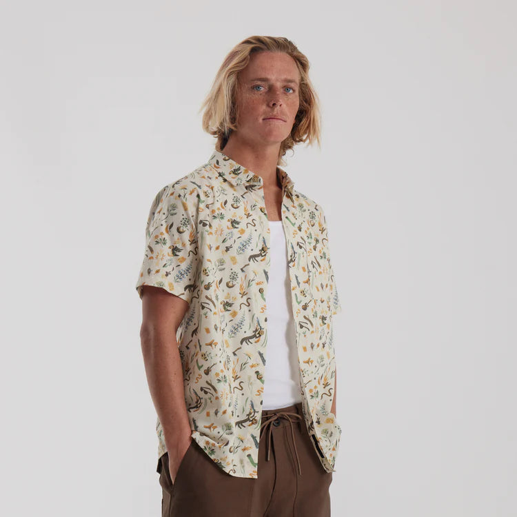 Roark Journey Woven Bendik Almond Past S/S Shirt