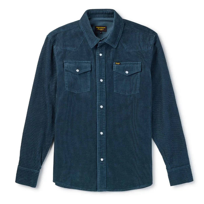 Seager Reagan Pearl Snap Corduroy - Stormy Blue