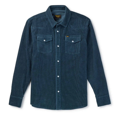 Seager Reagan Pearl Snap Corduroy - Stormy Blue