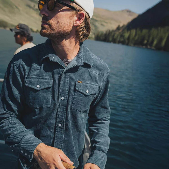 Seager Reagan Pearl Snap Corduroy - Stormy Blue