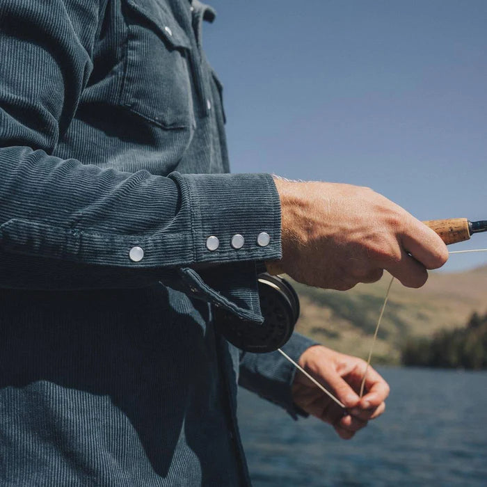 Seager Reagan Pearl Snap Corduroy - Stormy Blue