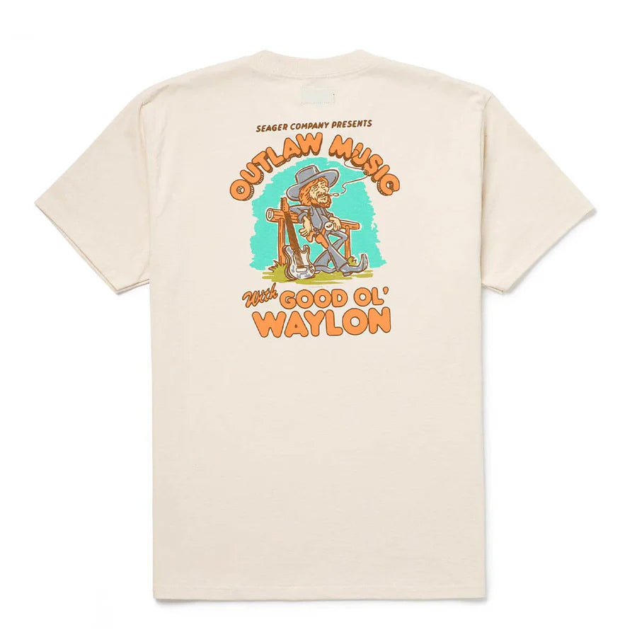Seager x Waylon Jenninng Outlaw Tee Vintage White