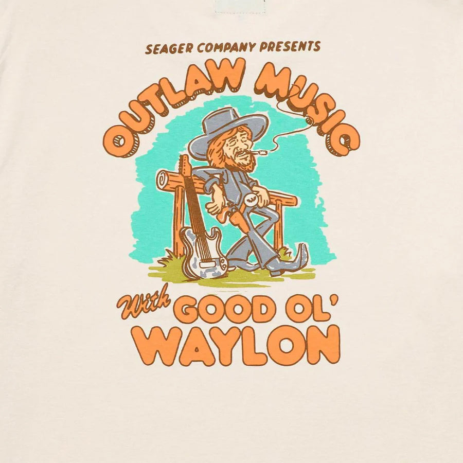 Seager x Waylon Jenninng Outlaw Tee Vintage White