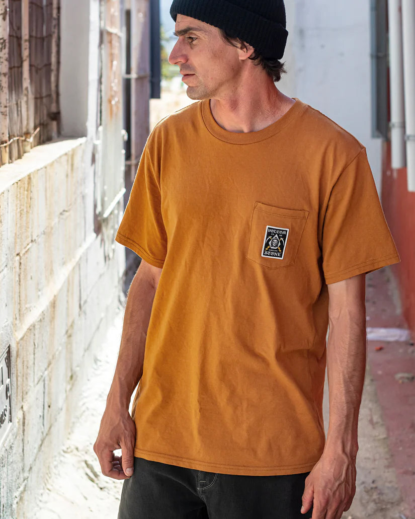 Volcom Pocket Label Chestnut Brown S/S T