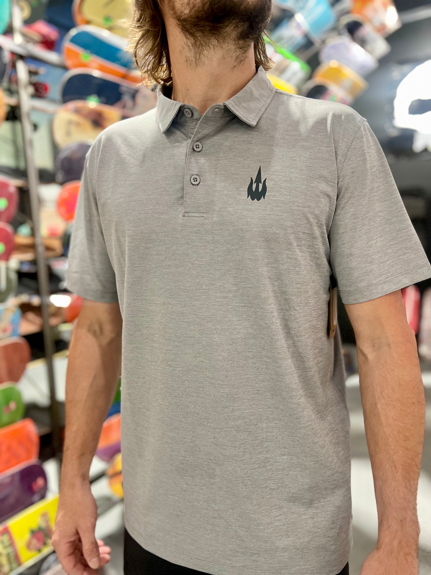 WBZ Trident S/S Polo Shirt - Heather Stone