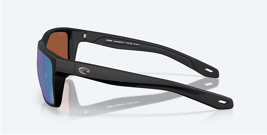 Costa Broadbill II Matte Black Green Mirror 580G Polarized Sunglasses