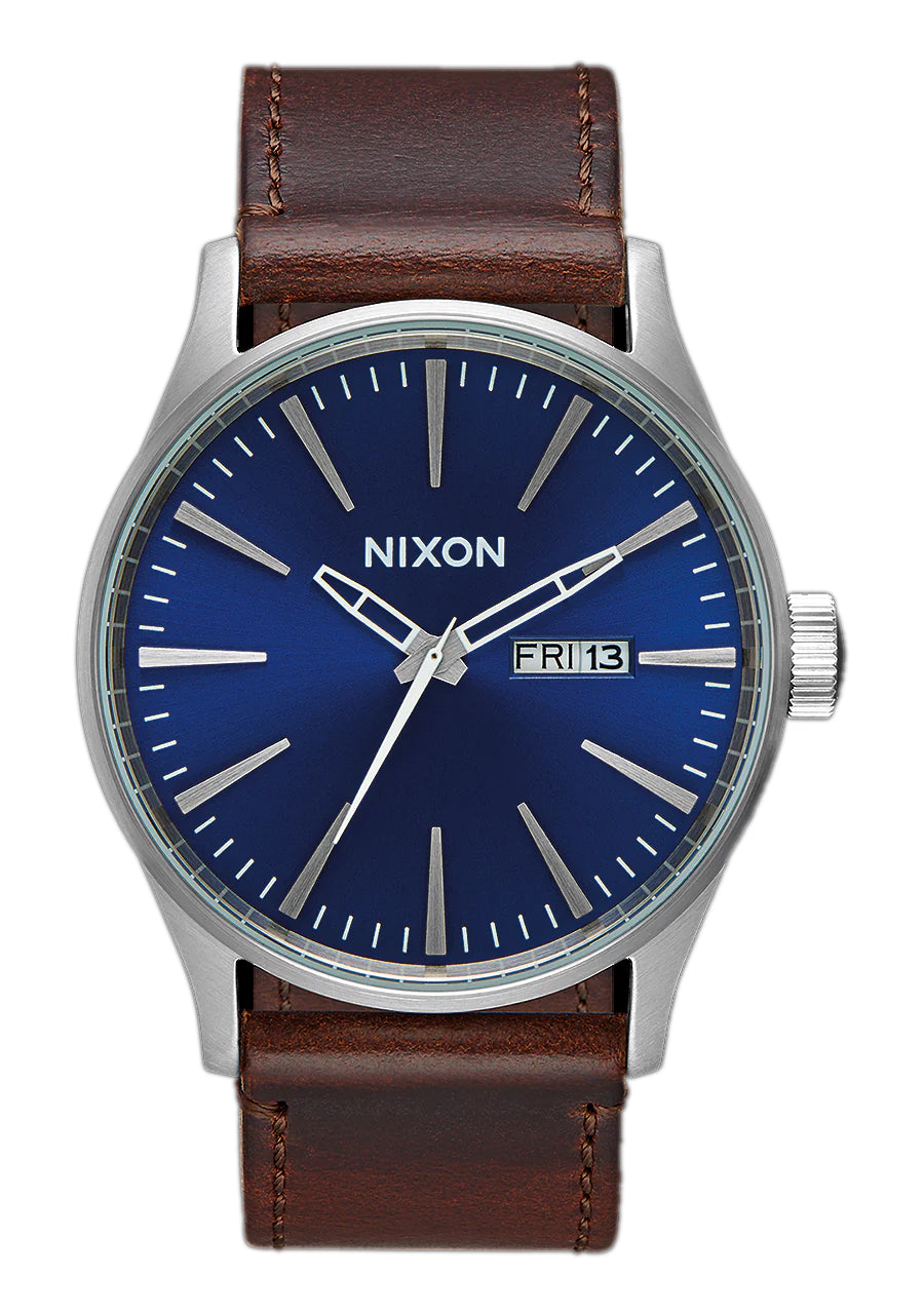 Nixon Sentry Watch Leather Blue and Brown