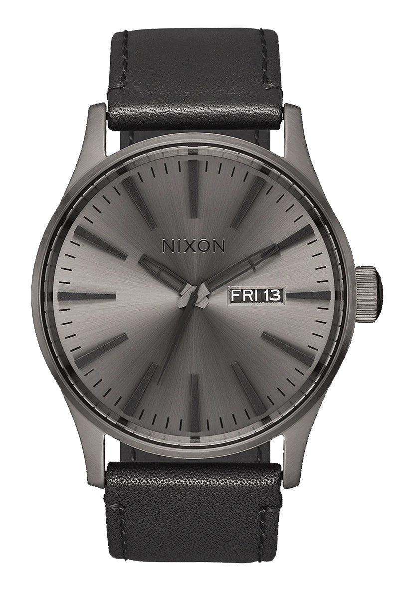 Nixon Sentry Leather Gunmetal / Black Watch