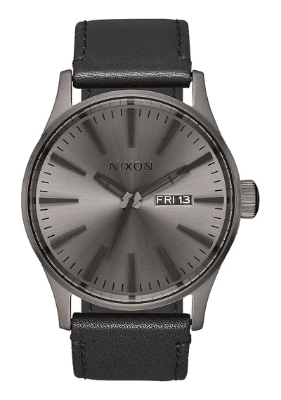 Nixon Sentry Leather Gunmetal / Black Watch