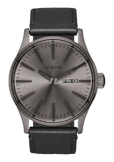 Nixon Sentry Leather Gunmetal/Black Watch