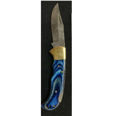 Rill Simple Azul Damascus Folder Knife