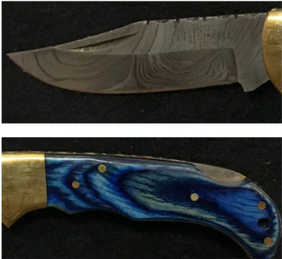 Rill Simple Azul Damascus Folder Knife