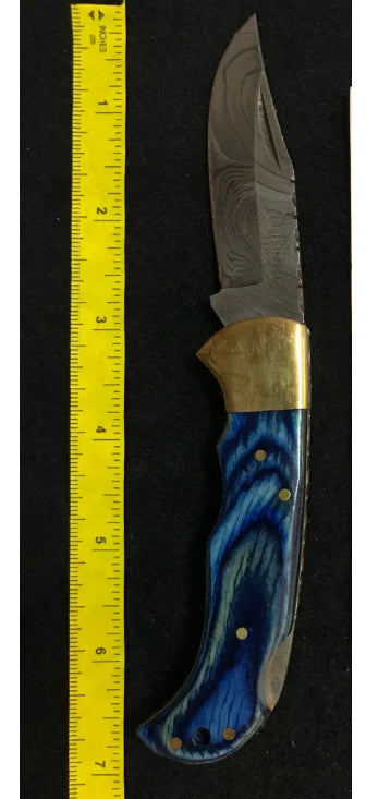 Rill Simple Azul Damascus Folder Knife