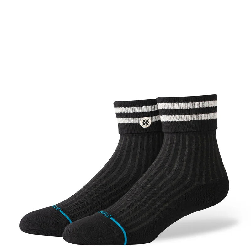 Stance Roll Cuff Quarter Black Socks