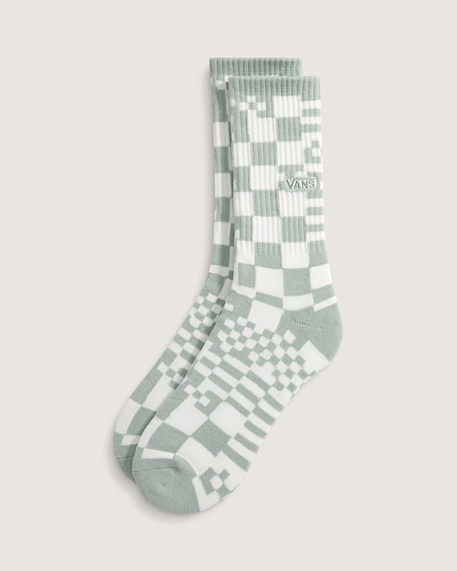 Vans Checkerboard Mash Up Crew Grey Olive Socks
