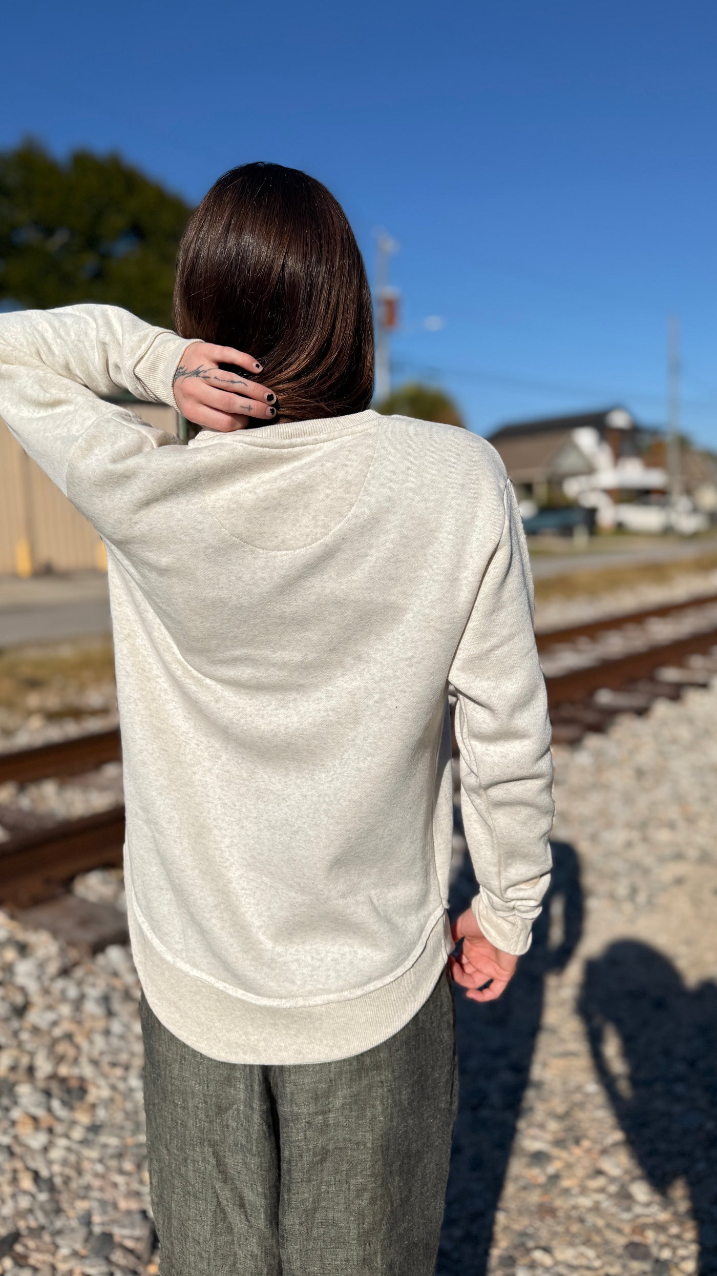 WBZ Womens Weekend Fleece Sweatshirt Natural Heather