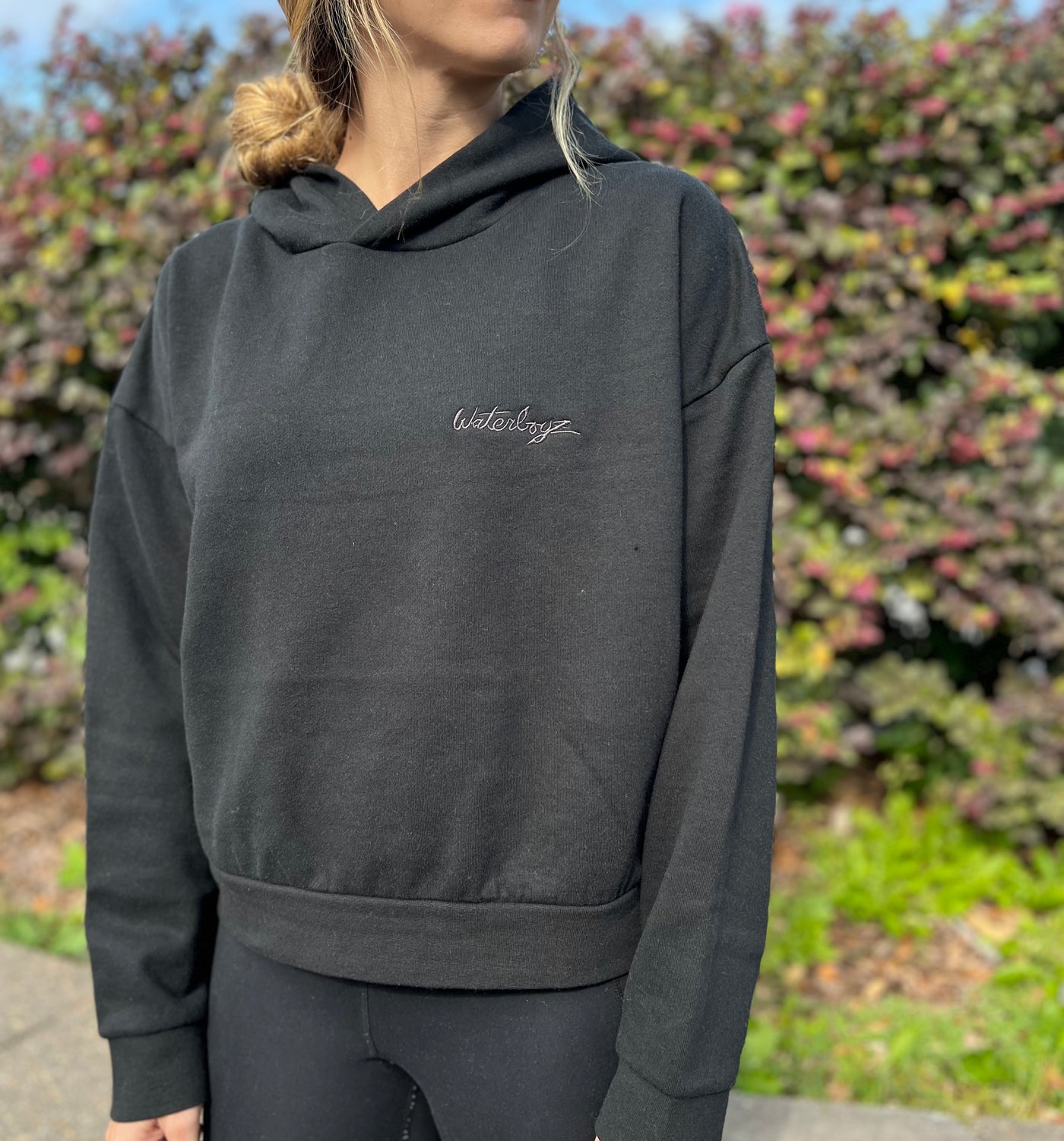 Waterboyz Embroidered Script Womens Hoodie Black