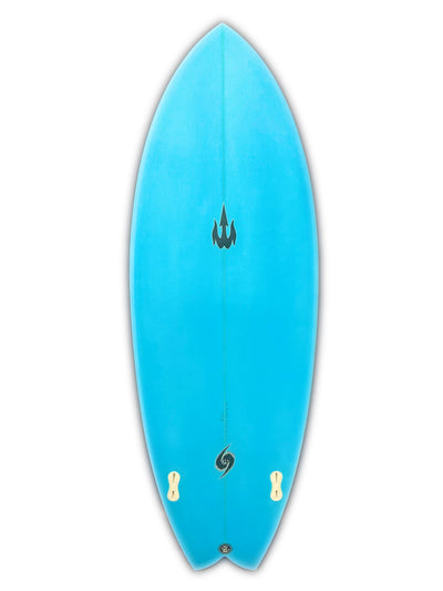 WBZ 5'5" Twin Fin Fish Surfboard (Blue Hull/Rails)