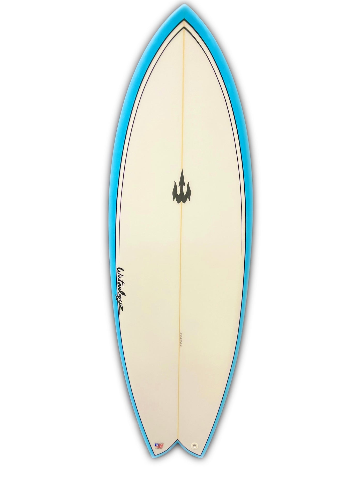 WBZ 5'5" Twin Fin Fish Surfboard (Blue Hull/Rails)