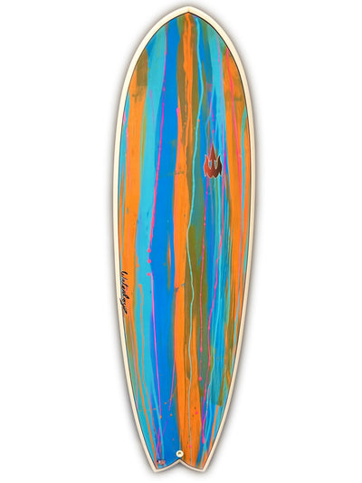 WBZ 5'8" Twin Fin Fish -  Blue Splatter hull
