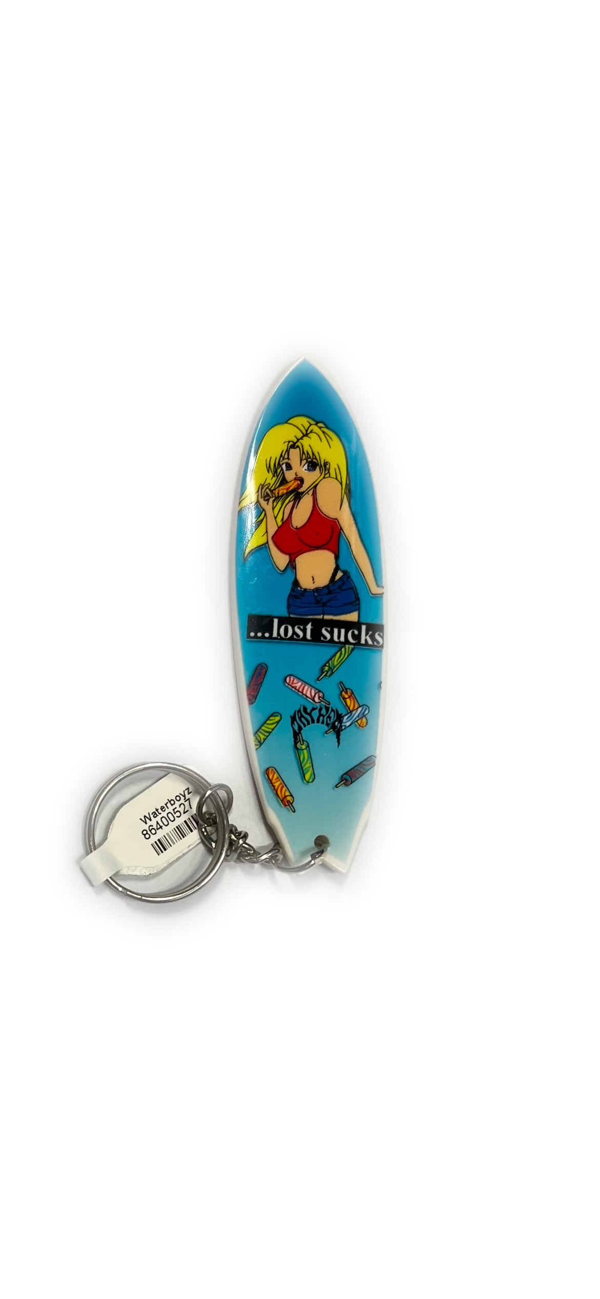 Lost Surfboard Keychain- Lost Sucks