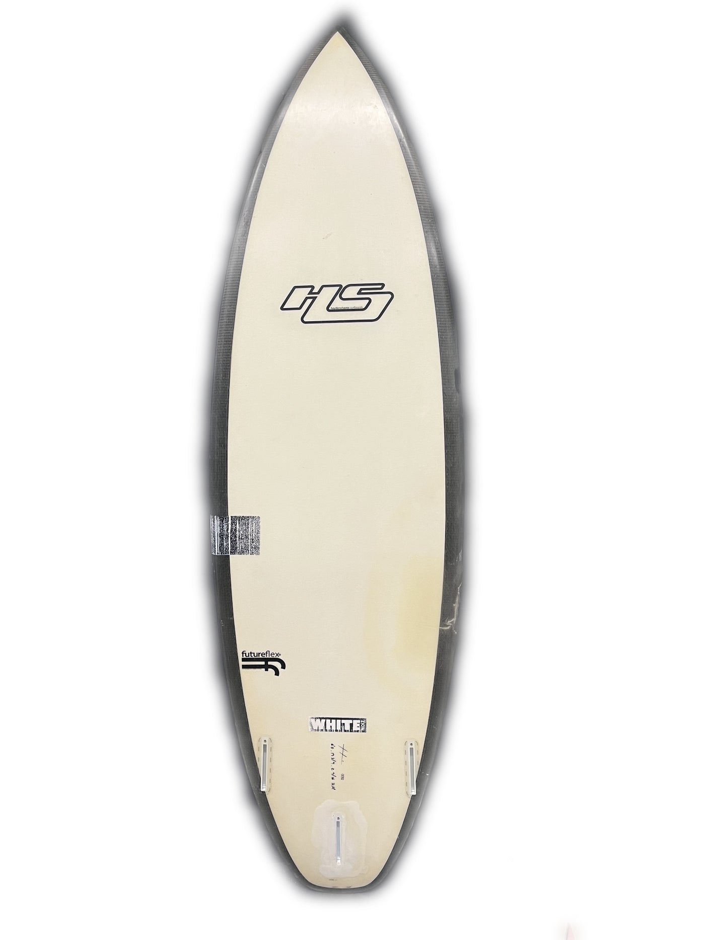 Used 6'0" HS "White Noiz" Surfboard - Black Rails (Futures)
