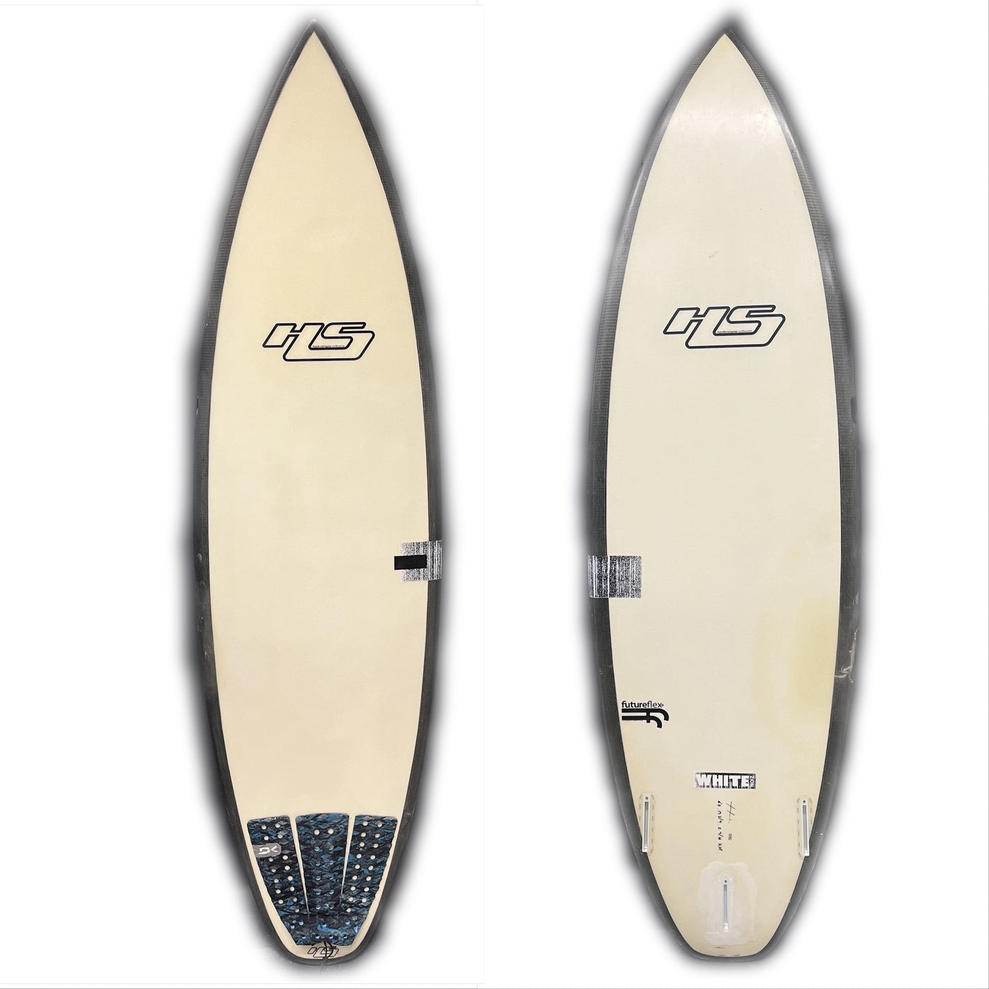Used 6'0" HS "White Noiz" Surfboard - Black Rails (Futures)