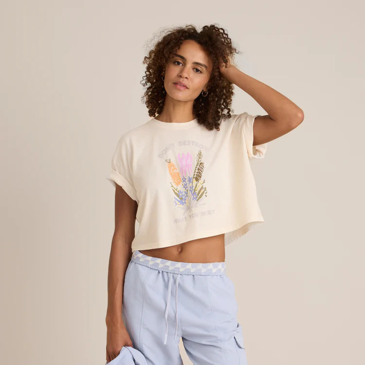 Roark Nature Cropped Boxy Tee Eggshell