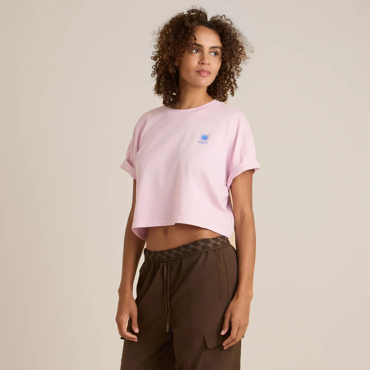 Roark Sunburst Boxy Cropped Tee- Dusty Orchid