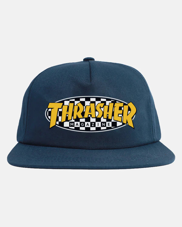 Thasher Checkered Oval Snapback - Navy
